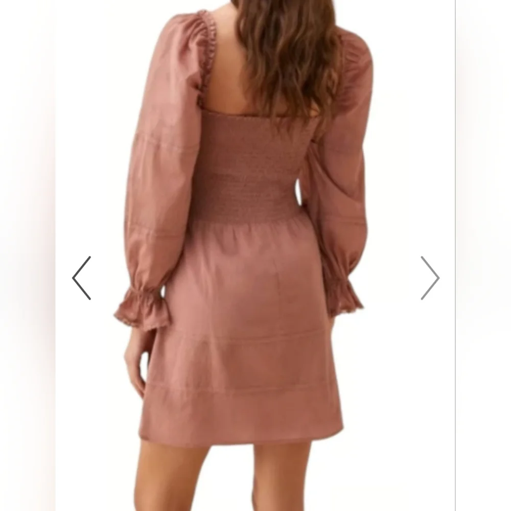 Reformation Dunes Praline Smocked Dress. Size 10 - Picture 3 of 10
